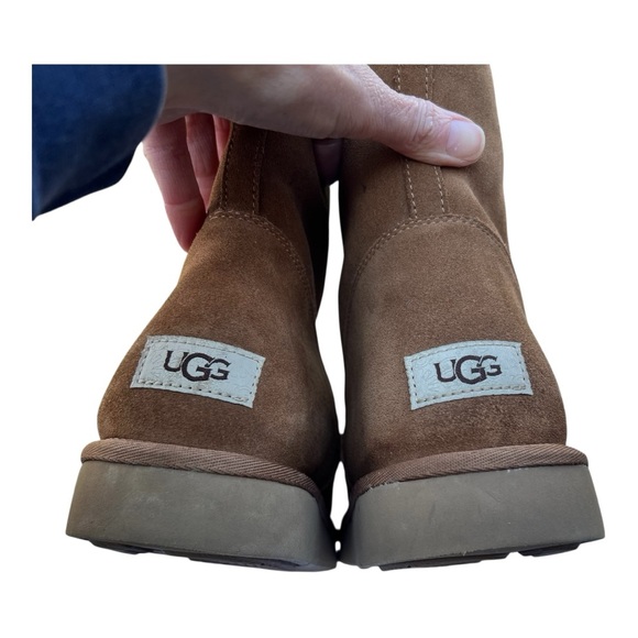 UGG Mid Suede Boot Chestnut Celvin 1118957 Zip Shearling Winter Women’s Size 10 - Picture 12 of 16